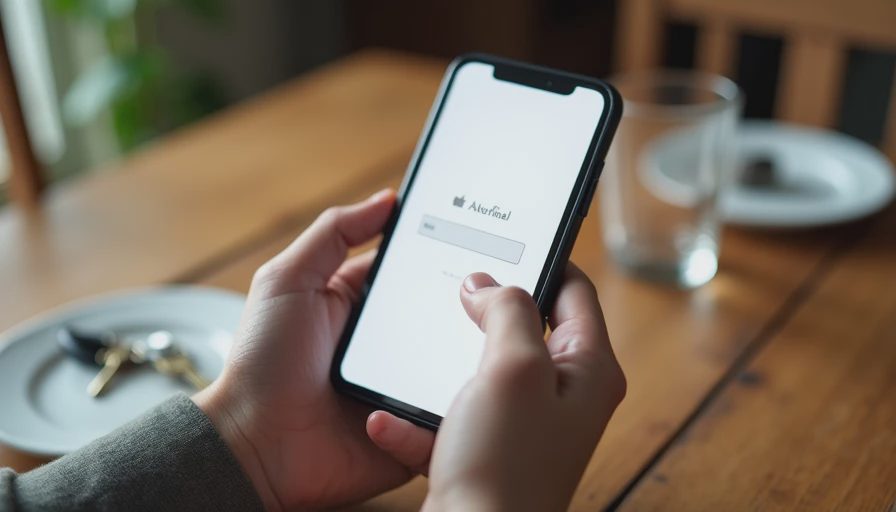 A documentary shot of a person holding a smartphone, capturing a realistic moment of preparing to use password autofill in a daily setting.